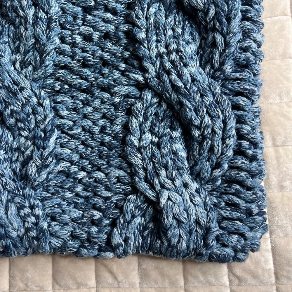 Pottery Barn Colossal Knit Pillow Cover Sham Only Blue NO PILLOW INSERT